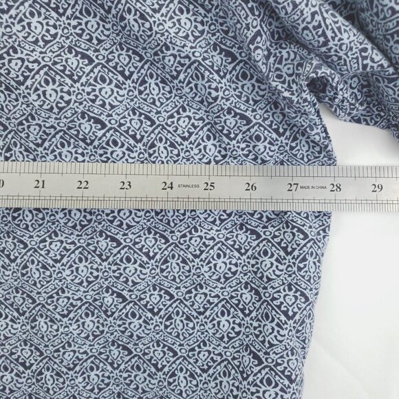 Eddie Bauer Shirt Mens XL Black Blue Geometric Linen Short Sleeve Button-Up - Picture 8 of 9